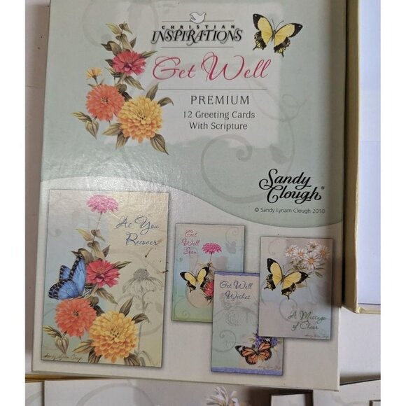 Christian Inspirations get well cards  2010 Butterfly  12 cards Scriptures - Picture 1 of 5